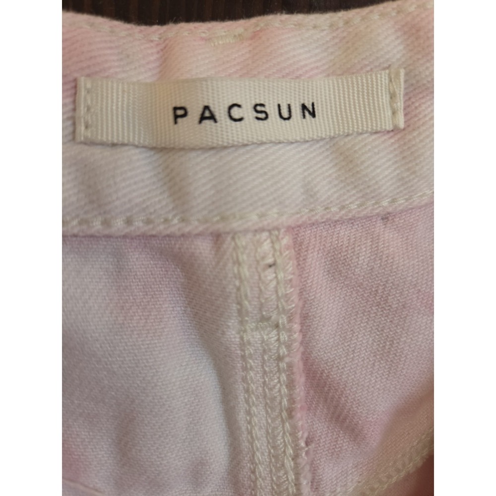 PacSun White Pink Tie Dye High Rise Festival Jean Cut Off Shorts 28 Boho Preppy - Picture 8 of 11